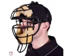 Richardson Surge Fitted Base Umpire Cap - 6 Stitch -Umpattire 540 Richardson Surge Fitted Plate Base Umpire Cap 6 Stitch Worn with Mask Side View