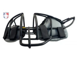 Wilson MLB Black Dyna-Lite Aluminum Umpire Mask With Black And Grey Wrap Around 10 Wilson MLB Black Dyna-Lite Aluminum Umpire Mask With Black And Grey Wrap Around -Umpattire A3009 AL BK BK GY Wilson MLB Black Dyna Lite Aluminum Umpire Mask with Black and Grey Wrap Around flat side