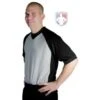 Smitty Grey V-Neck Referee Shirt With Black Raglan Sleeves And 3" Side Panel 2 Smitty Grey V-Neck Referee Shirt With Black Raglan Sleeves And 3" Side Panel -Umpattire BK 207 Left