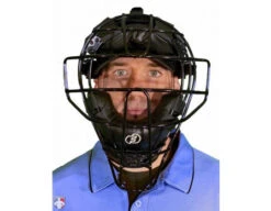 Force3 Defender Umpire Mask -Umpattire F3 DEF BK BK Force3 Defender Umpire Mask with Black Worn Front View