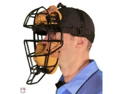Force3 Defender Umpire Mask With Tan -Umpattire F3 DEF BK TN Force3 Defender Umpire Mask with Tan Worn Front Angled View 1
