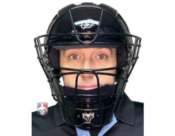 Force3 Black Defender XS3 Hockey Style Umpire Helmet -Umpattire F3 XS3 BK Force3 Black Defender XS3 Hockey Style Umpire Helmet worn front