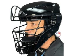 Force3 Black Defender XS3 Hockey Style Umpire Helmet -Umpattire F3 XS3 BK Force3 Black Defender XS3 Hockey Style Umpire Helmet worn side