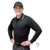 Smitty Long Sleeve Body Flex Umpire Shirt - Black -Umpattire S308 BK Smitty Long Sleeve Body Flex Umpire Shirt Black Worn