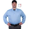 Smitty Long Sleeve Vertical Stripe Umpire Shirt - Powder Blue -Umpattire S311 PB Front