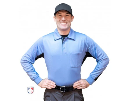 Smitty V2 Major League Replica Long Sleeve Umpire Shirt - Sky Blue With Black 4 Smitty V2 Major League Replica Long Sleeve Umpire Shirt - Sky Blue With Black - Image 2