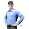 Smitty V2 Major League Replica Long Sleeve Umpire Shirt - Sky Blue With Black -Umpattire S315 SB Smitty V2 Major League Replica Long Sleeve Umpire Shirt Sky Blue with Black side 1