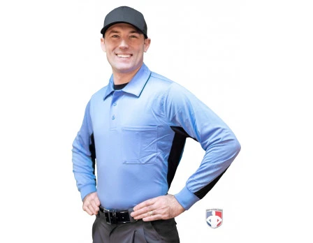 Smitty V2 Major League Replica Long Sleeve Umpire Shirt - Sky Blue With Black 3 Smitty V2 Major League Replica Long Sleeve Umpire Shirt - Sky Blue With Black