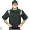 Smitty Traditional Half-Zip Short Sleeve Umpire Jacket - Black And White 2 Smitty Traditional Half-Zip Short Sleeve Umpire Jacket - Black And White -Umpattire S324 BK WH Smitty Traditional Half Zip Short Sleeve Umpire Jacket Black and White Worn Front View