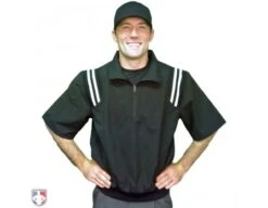 Smitty Traditional Half-Zip Short Sleeve Umpire Jacket - Black And White