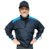 Smitty NCAA Softball Convertible Umpire Jacket - Midnight Navy -Umpattire S342 Smitty NCAA Softball Convertible Umpire Jacket Midnight Navy front worn with sleeve
