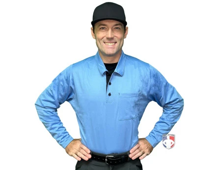 Smitty V3 Major League Replica Long Sleeve Umpire Shirt - Sky Blue With Black 3 Smitty V3 Major League Replica Long Sleeve Umpire Shirt - Sky Blue With Black