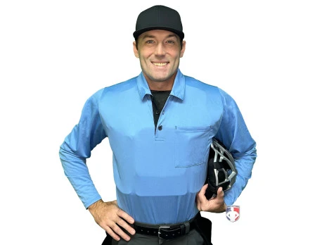Smitty V3 Major League Replica Long Sleeve Umpire Shirt - Sky Blue With Black 4 Smitty V3 Major League Replica Long Sleeve Umpire Shirt - Sky Blue With Black - Image 2