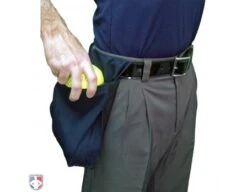 Smitty Deluxe XL Expandable Umpire Ball Bag -Umpattire S383 N Smitty XL Deluxe Navy Expandable Ball Bag Worn Side with Softball