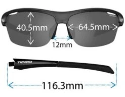 Tifosi Intense Sunglasses - Gloss Black / Smoke -Umpattire TIF INTENSE GBS Tifosi Intense Sunglasses Gloss Black Smoke Front with Dimensions