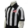 Smitty 2 1/4" Stripe Short Sleeve Football Referee Shirt With CHEST USA FLAG -Umpattire USA109 SMITTY 2 1 4 STRIPE SHORT SLEEVE FOOTBALL REFEREE SHIRT WITH CHEST USA FLAG FRONT 1