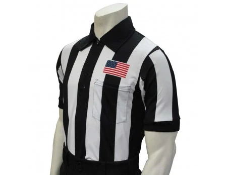 Smitty 2 1/4" Stripe Short Sleeve Football Referee Shirt With CHEST USA FLAG 3 Smitty 2 1/4" Stripe Short Sleeve Football Referee Shirt With CHEST USA FLAG