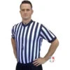 Smitty 1" Stripe Body Flex V-Neck Referee Shirt 1 Smitty 1" Stripe Body Flex V-Neck Referee Shirt -Umpattire USA200 FLEX NF Worn Front Angled