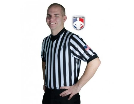 Smitty Dye Sublimated 1" Stripe V-Neck Referee Shirt With USA FLAG 3 Smitty Dye Sublimated 1" Stripe V-Neck Referee Shirt With USA FLAG