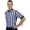 Smitty 1" Stripe Body Flex V-Neck Referee Shirt With Side Panels 2 Smitty 1" Stripe Body Flex V-Neck Referee Shirt With Side Panels -Umpattire USA201 FLEX NF Worn Front Angled