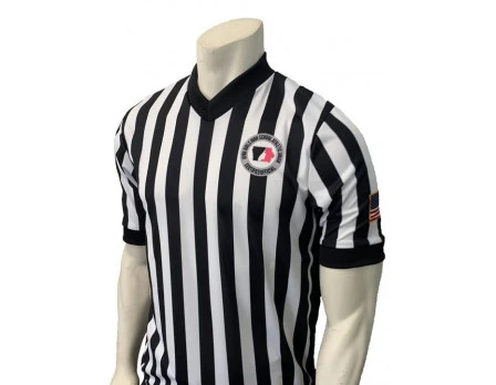 Iowa Girls (IGHSAU) 1" Stripe Body Flex Men's V-Neck Referee Shirt With Side Panels 3 Iowa Girls (IGHSAU) 1" Stripe Body Flex Men's V-Neck Referee Shirt With Side Panels