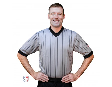 Smitty Dye Sublimated Grey V-Neck Referee Shirt With Black Pinstripes And USA FLAG 3 Smitty Dye Sublimated Grey V-Neck Referee Shirt With Black Pinstripes And USA FLAG