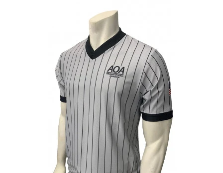 Arkansas (AOA) Body Flex Grey V-Neck Men's Referee Shirt 3 Arkansas (AOA) Body Flex Grey V-Neck Men's Referee Shirt
