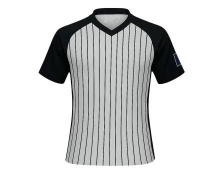 Minnesota (MSHSL) Men's Body Flex Grey & Black V-Neck Referee Shirt 6 Minnesota (MSHSL) Men's Body Flex Grey & Black V-Neck Referee Shirt - Image 4