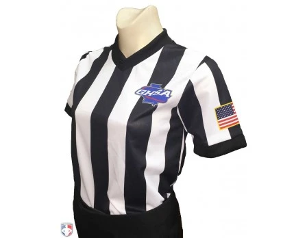 Georgia (GHSA) 2" Stripe Body Flex Women's V-Neck Basketball Referee Shirt 3 Georgia (GHSA) 2" Stripe Body Flex Women's V-Neck Basketball Referee Shirt