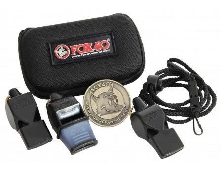 Fox 40 3-Pack Referee Whistle Kit With Lanyard, Flip Coin And Case 3 Fox 40 3-Pack Referee Whistle Kit With Lanyard, Flip Coin And Case